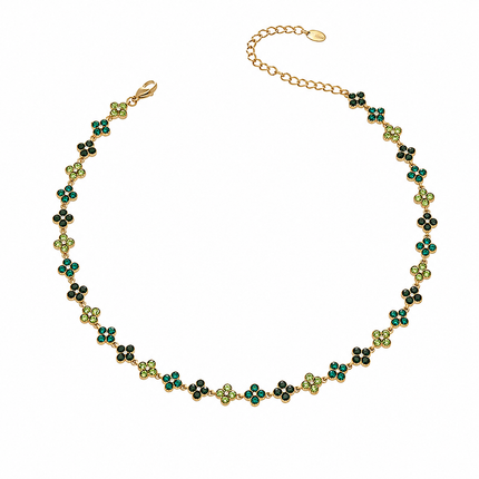 Collier Trèfle Élégance en Acier Inoxydable Doré & Zircons – 5 Coloris Disponibles