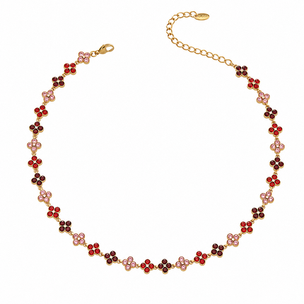Collier Trèfle Élégance en Acier Inoxydable Doré & Zircons – 5 Coloris Disponibles