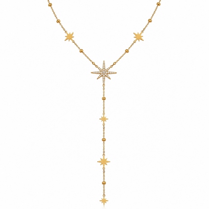 Collier Y Étoile Polaire en Acier Inoxydable 316L – Résistant à l’eau – Doré ou Argenté