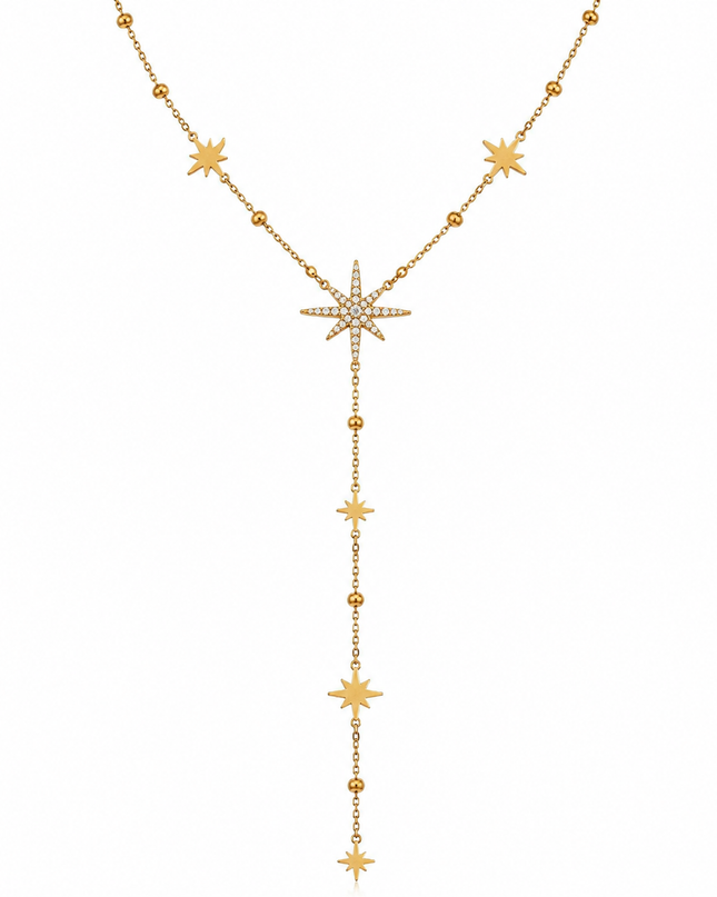 Collier Y Étoile Polaire en Acier Inoxydable 316L – Résistant à l’eau – Doré ou Argenté
