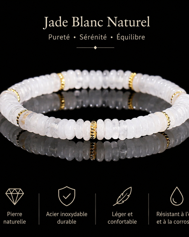 Bracelet en Pierres Naturelles Plates – Élégance Minimaliste