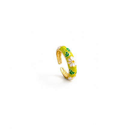 Bague Ajustable Fleur Marguerite Émaillée – Acier Doré Style Bohème Chic – 6 Coloris