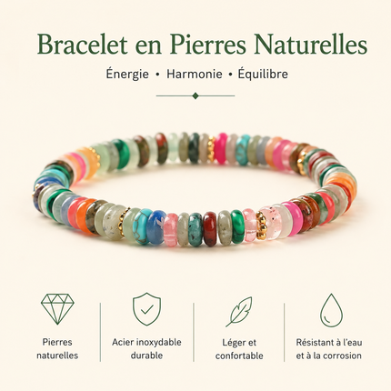 Bracelet en Pierres Naturelles Plates – Élégance Minimaliste