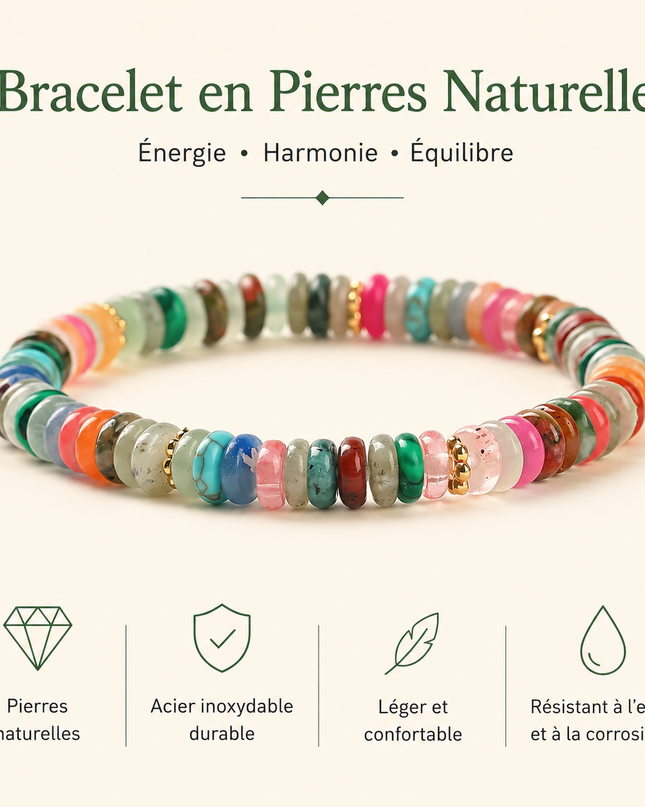 Bracelet en Pierres Naturelles Plates – Élégance Minimaliste