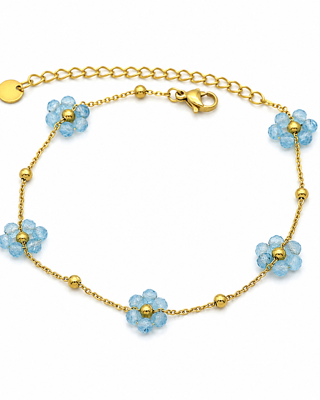 Bracelets Bohème Chic – Acier Inoxydable Doré & Perles Bleues | Style Plage Été Femme