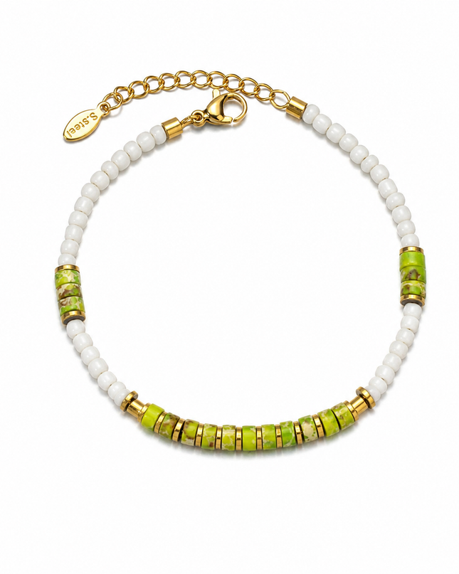 Bracelet Bohème en Acier Inoxydable & Pierre Naturelle – Collection Jaspe Impérial