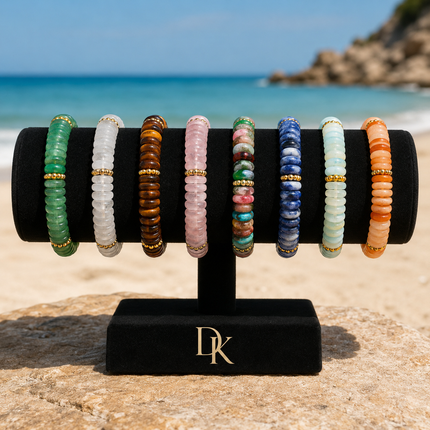 Bracelet en Pierres Naturelles Plates – Élégance Minimaliste