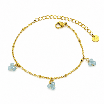 Bracelets Bohème Chic – Acier Inoxydable Doré & Perles Bleues | Style Plage Été Femme