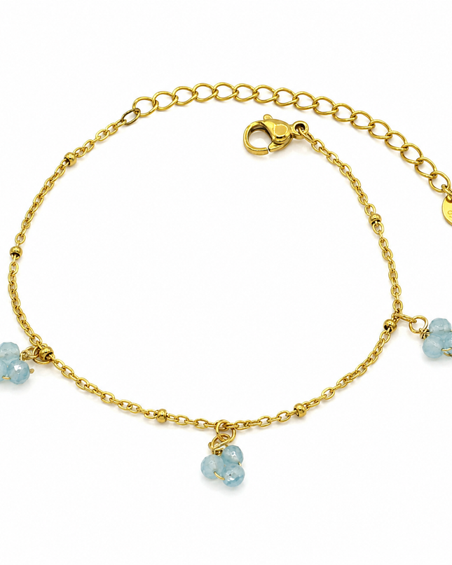 Bracelets Bohème Chic – Acier Inoxydable Doré & Perles Bleues | Style Plage Été Femme