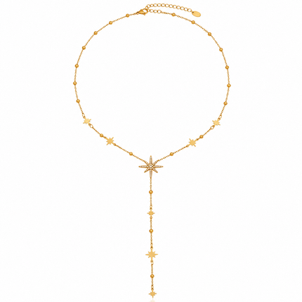 Collier Y Étoile Polaire en Acier Inoxydable 316L – Résistant à l’eau – Doré ou Argenté