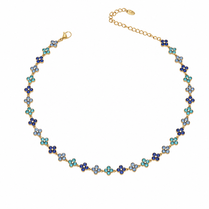 Collier Trèfle Élégance en Acier Inoxydable Doré & Zircons – 5 Coloris Disponibles