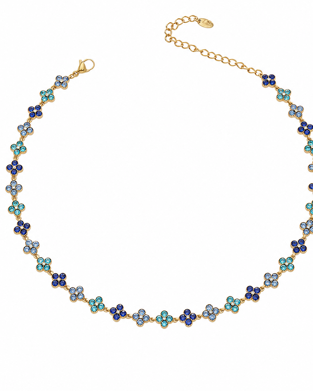 Collier Trèfle Élégance en Acier Inoxydable Doré & Zircons – 5 Coloris Disponibles