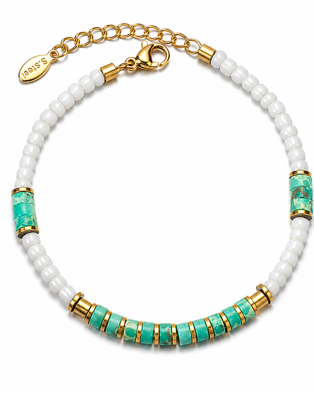 Bracelet Bohème en Acier Inoxydable & Pierre Naturelle – Collection Jaspe Impérial