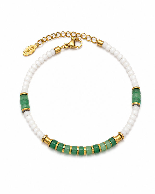 Bracelet Bohème en Acier Inoxydable & Pierre Naturelle – Collection Jaspe Impérial