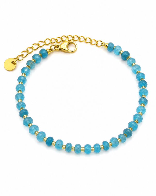 Bracelets Bohème Chic – Acier Inoxydable Doré & Perles Bleues | Style Plage Été Femme