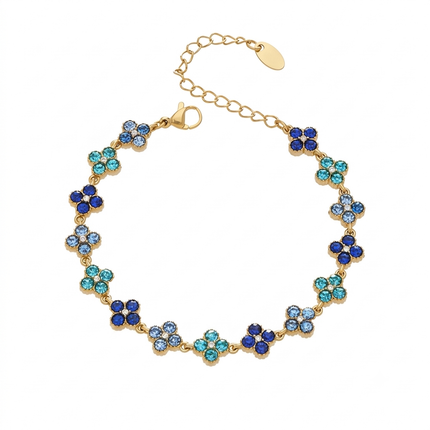 Bracelet Trèfle Élégance en Acier Inoxydable Doré & Zircons – 5 Coloris Disponibles