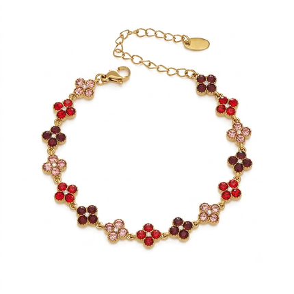 Bracelet Trèfle Élégance en Acier Inoxydable Doré & Zircons – 5 Coloris Disponibles