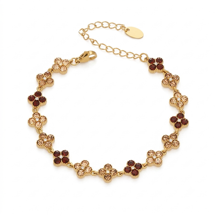 Bracelet Trèfle Élégance en Acier Inoxydable Doré & Zircons – 5 Coloris Disponibles