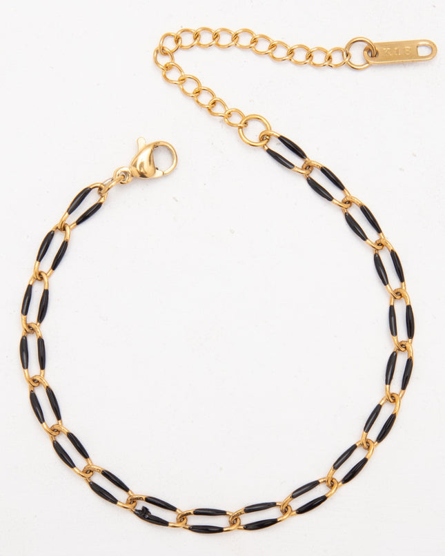 Bracelet Chaîne Colorée en Acier Inoxydable Doré – Émail Multicolore – Réglable 17 + 5 cm – Femme & Homme
