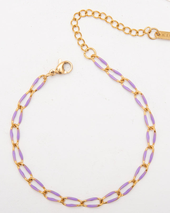 Bracelet Chaîne Colorée en Acier Inoxydable Doré – Émail Multicolore – Réglable 17 + 5 cm – Femme & Homme