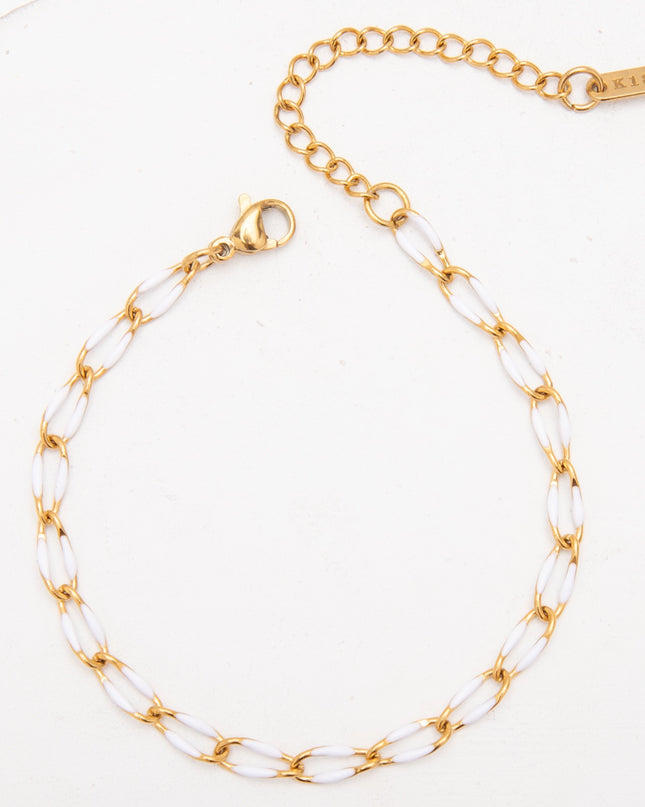 Bracelet Chaîne Colorée en Acier Inoxydable Doré – Émail Multicolore – Réglable 17 + 5 cm – Femme & Homme