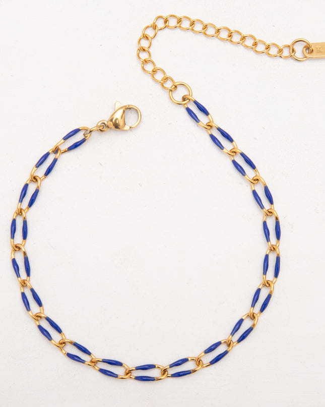 Bracelet Chaîne Colorée en Acier Inoxydable Doré – Émail Multicolore – Réglable 17 + 5 cm – Femme & Homme