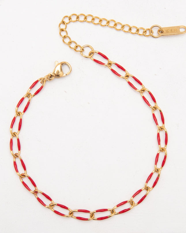 Bracelet Chaîne Colorée en Acier Inoxydable Doré – Émail Multicolore – Réglable 17 + 5 cm – Femme & Homme