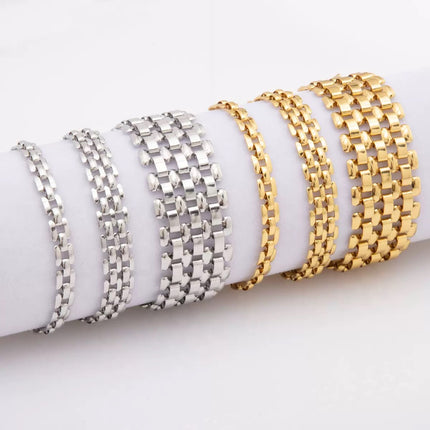 Bracelet Chaîne en Acier Inoxydable – Ajustable – Finition Dorée ou Argentée – 3 Largeurs Disponibles
