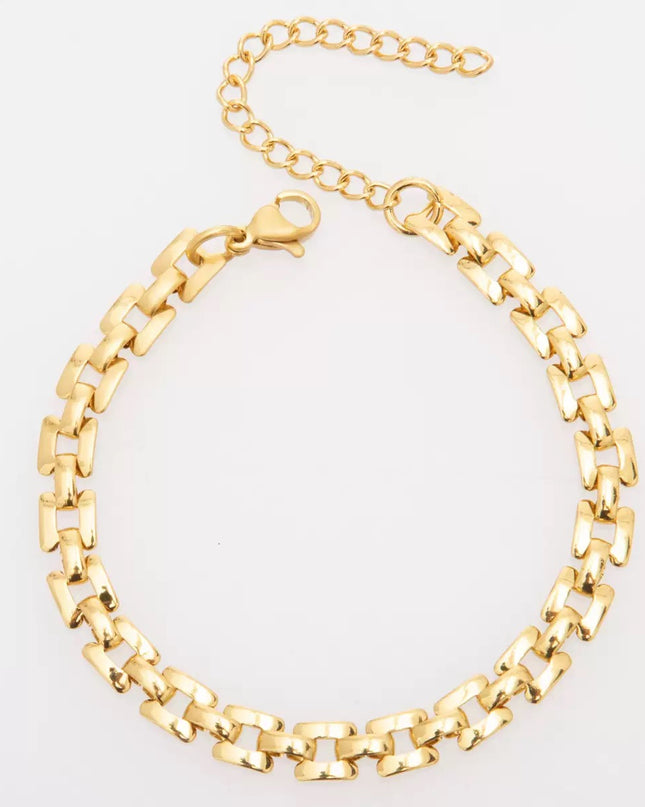 Bracelet Chaîne en Acier Inoxydable – Ajustable – Finition Dorée ou Argentée – 3 Largeurs Disponibles
