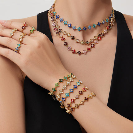 Collier Trèfle Princesse Porte-bonheur en Zircon