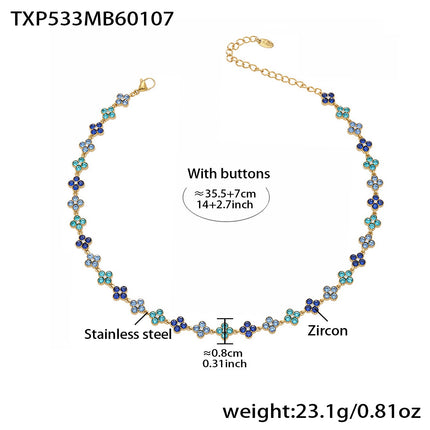 Collier Trèfle Princesse Porte-bonheur en Zircon