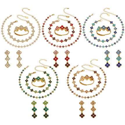 Boucles d'oreilles Trèfle Princesse Porte-bonheur en Zircon