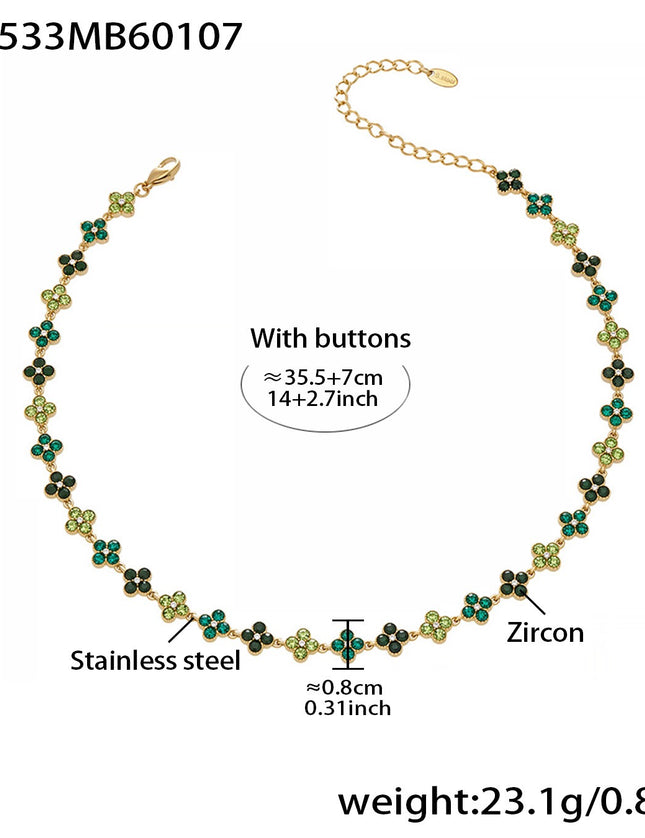 Collier Trèfle Princesse Porte-bonheur en Zircon