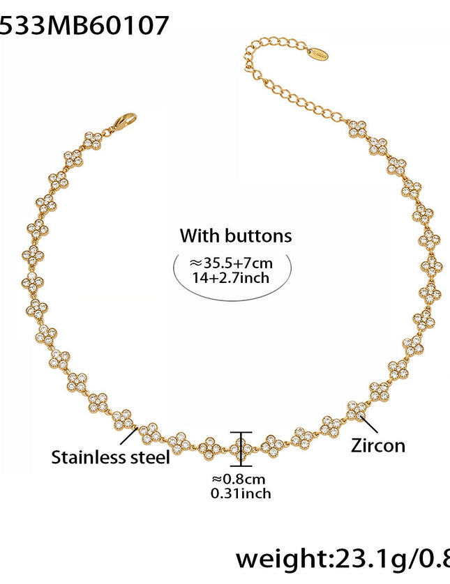 Collier Trèfle Princesse Porte-bonheur en Zircon