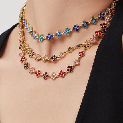 Collier Trèfle Princesse Porte-bonheur en Zircon
