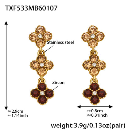 Boucles d'oreilles Trèfle Princesse Porte-bonheur en Zircon