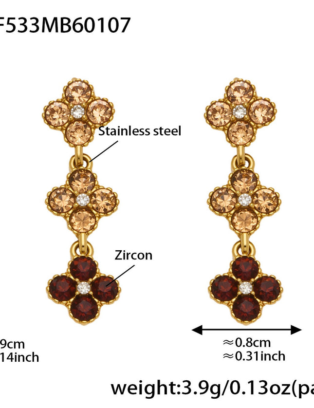 Boucles d'oreilles Trèfle Princesse Porte-bonheur en Zircon