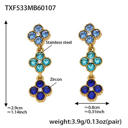 Boucles d'oreilles Trèfle Princesse Porte-bonheur en Zircon