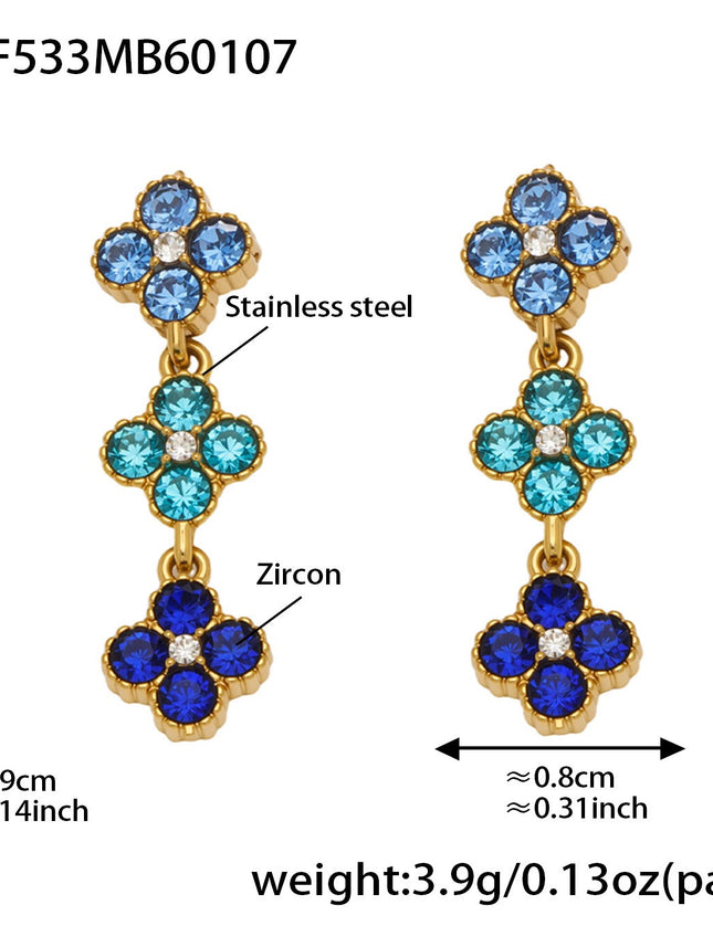 Boucles d'oreilles Trèfle Princesse Porte-bonheur en Zircon