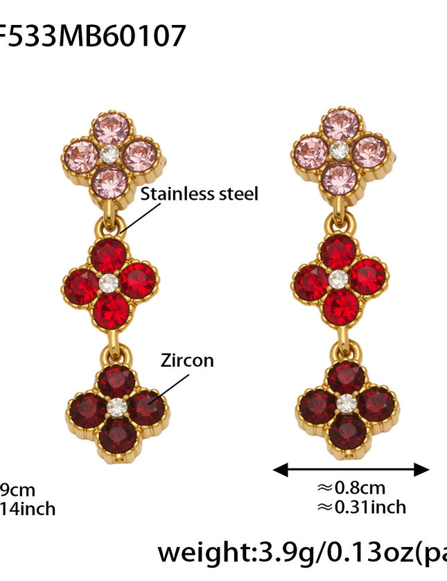 Boucles d'oreilles Trèfle Princesse Porte-bonheur en Zircon