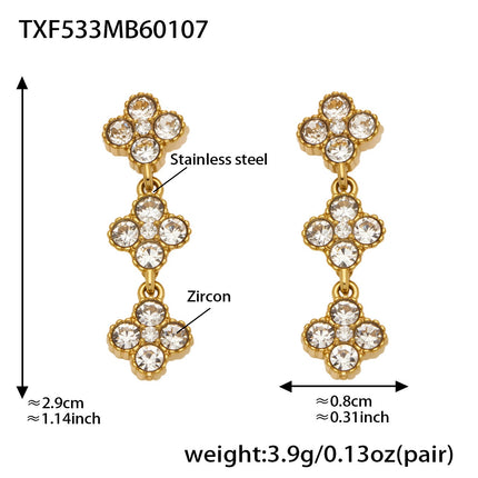 Boucles d'oreilles Trèfle Princesse Porte-bonheur en Zircon