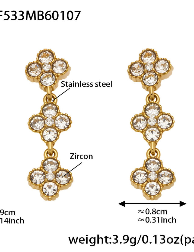 Boucles d'oreilles Trèfle Princesse Porte-bonheur en Zircon