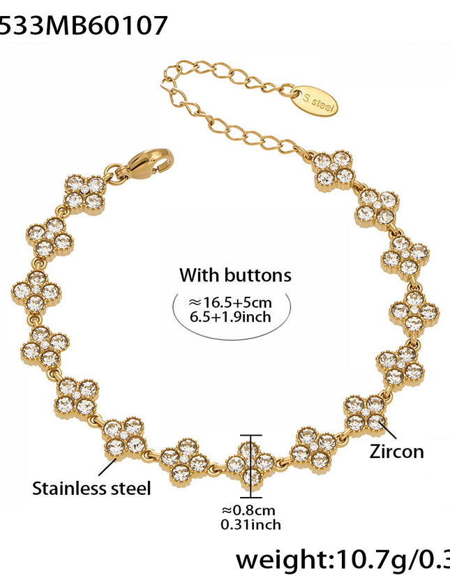 Bracelet Trèfle Princesse Porte-bonheur en Zircon