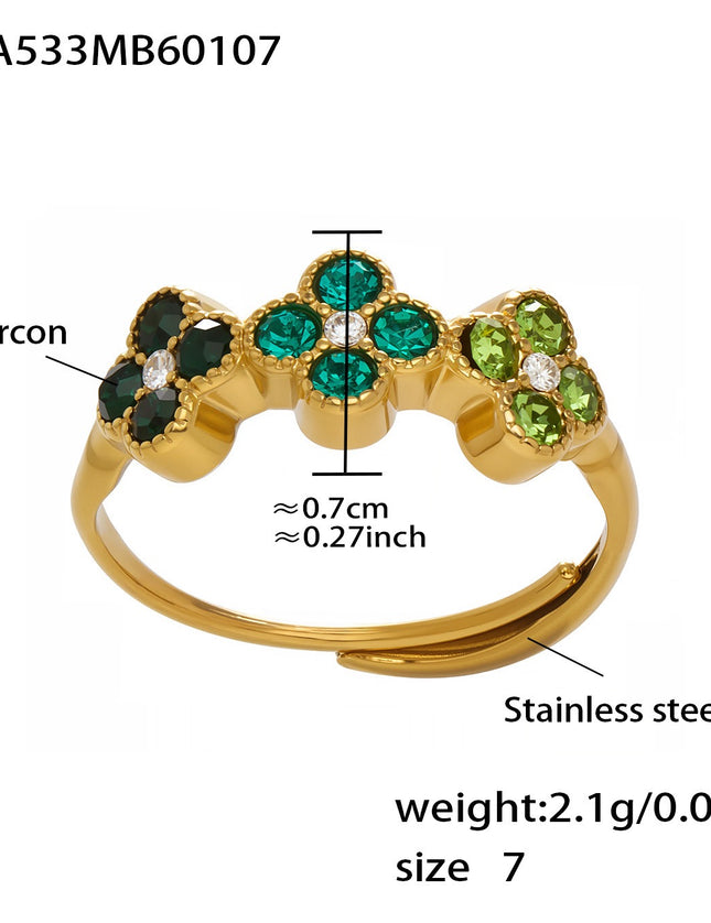 Bague Trèfle Princesse Porte-bonheur en Zircon