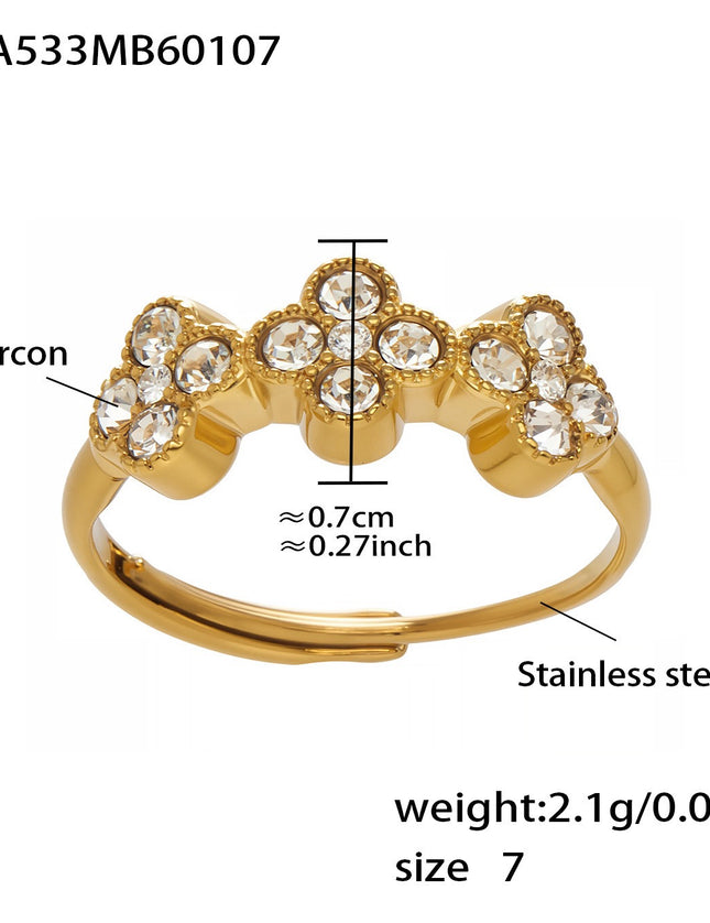 Bague Trèfle Princesse Porte-bonheur en Zircon