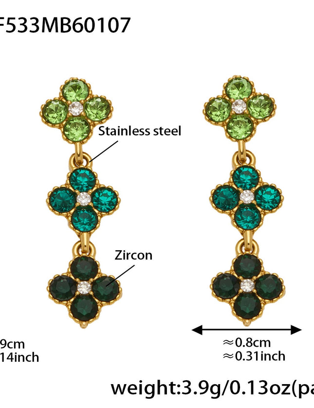 Boucles d'oreilles Trèfle Princesse Porte-bonheur en Zircon