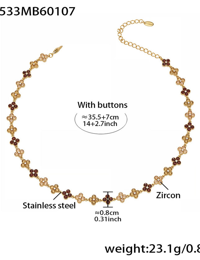 Collier Trèfle Princesse Porte-bonheur en Zircon