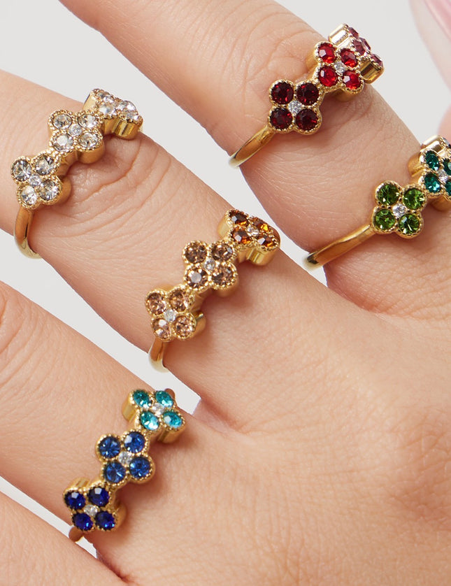 Bague Trèfle Princesse Porte-bonheur en Zircon