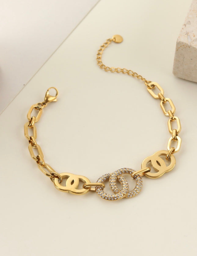 Bracelet Double Anneau Pavé Zircon