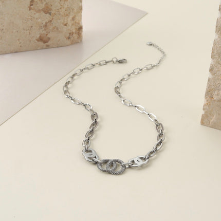 Bracelet Double Anneau Pavé Zircon